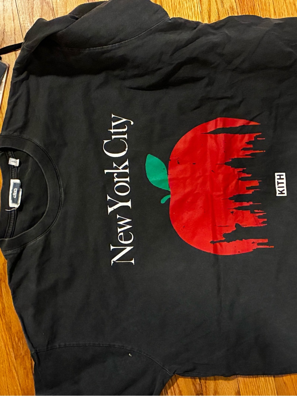 KITH New York City Black Graphic  Tee - Red Apple Print